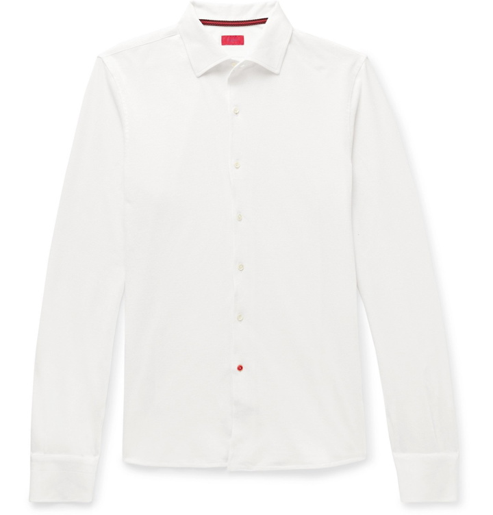 Photo: Isaia - Slim-Fit Cotton-Piqué Shirt - White