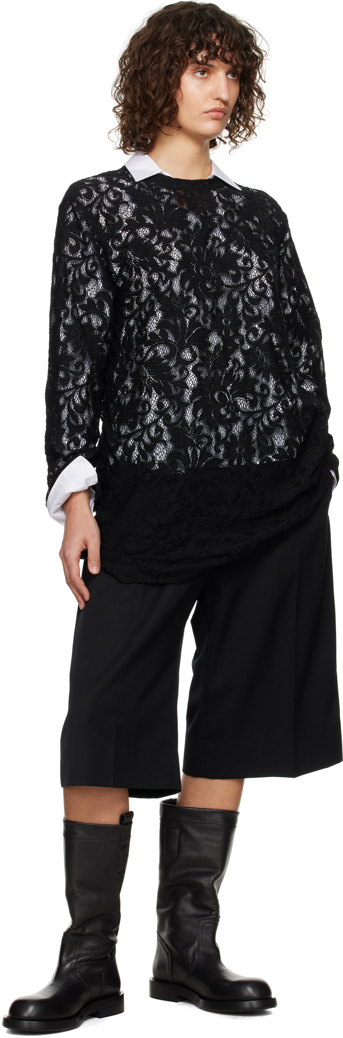 Comme des Garçons Homme Plus Black Raschel Lace T-shirt
