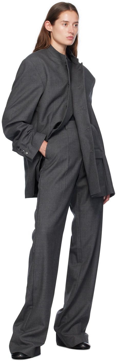 MARIE ADAM-LEENAERDT Gray Classic Wool Trousers