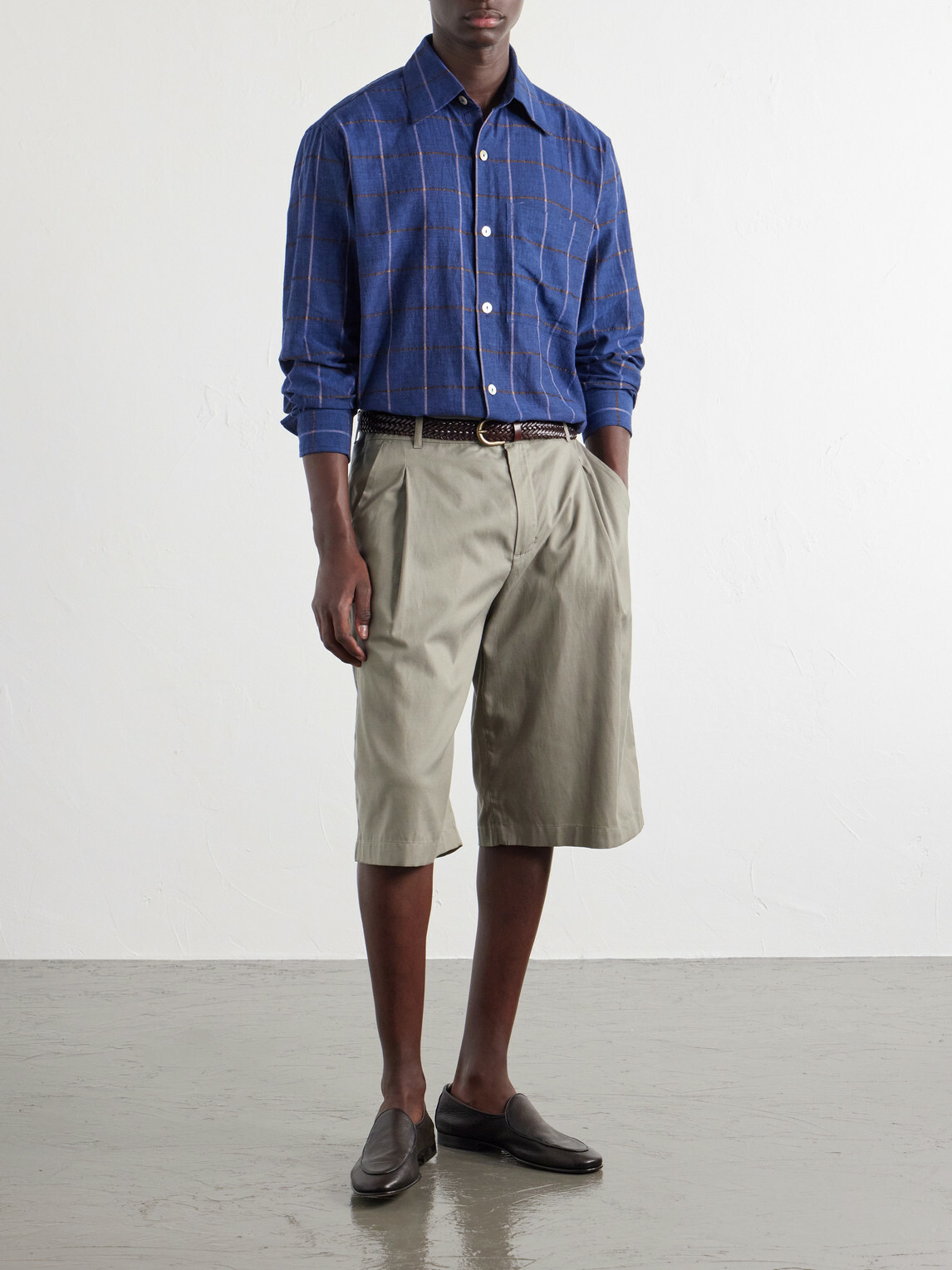Kartik Research - Checked Cotton-Canvas Shirt - Blue