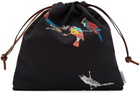 Loewe Black & Off-White Paula’s Ibiza Parrot Drawstring Pouch