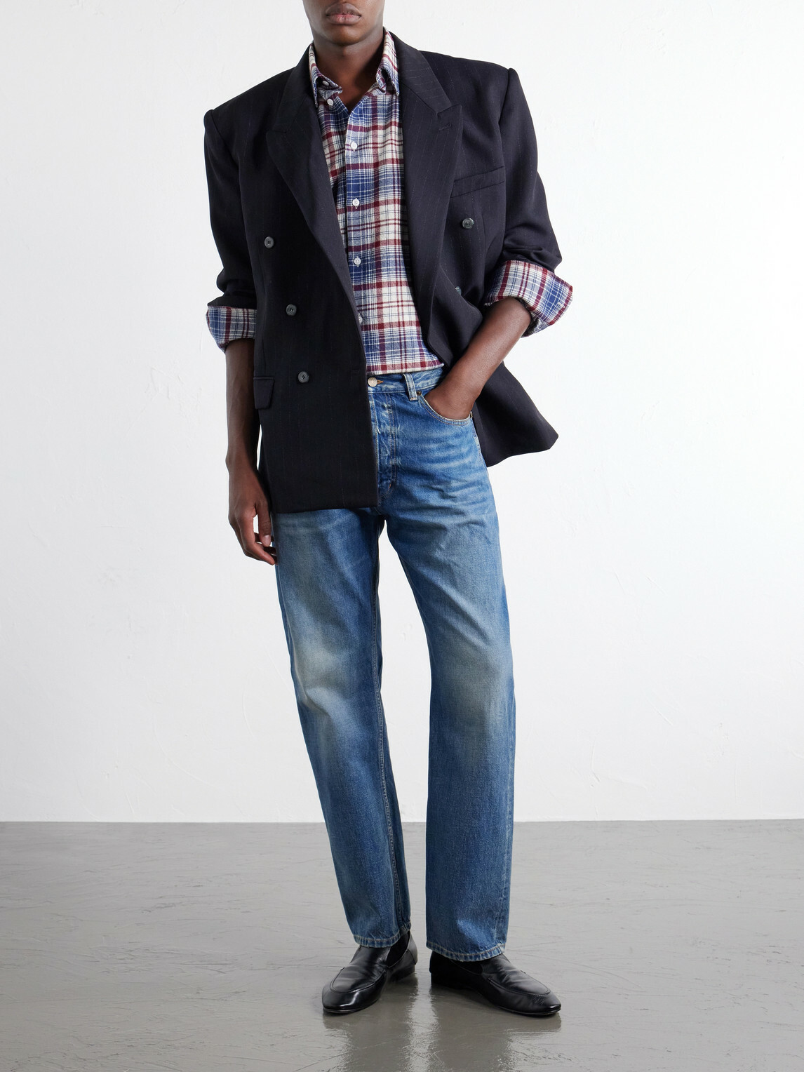 Willy Chavarria - Checked Brushed Virgin Wool-Flannel Shirt - Blue