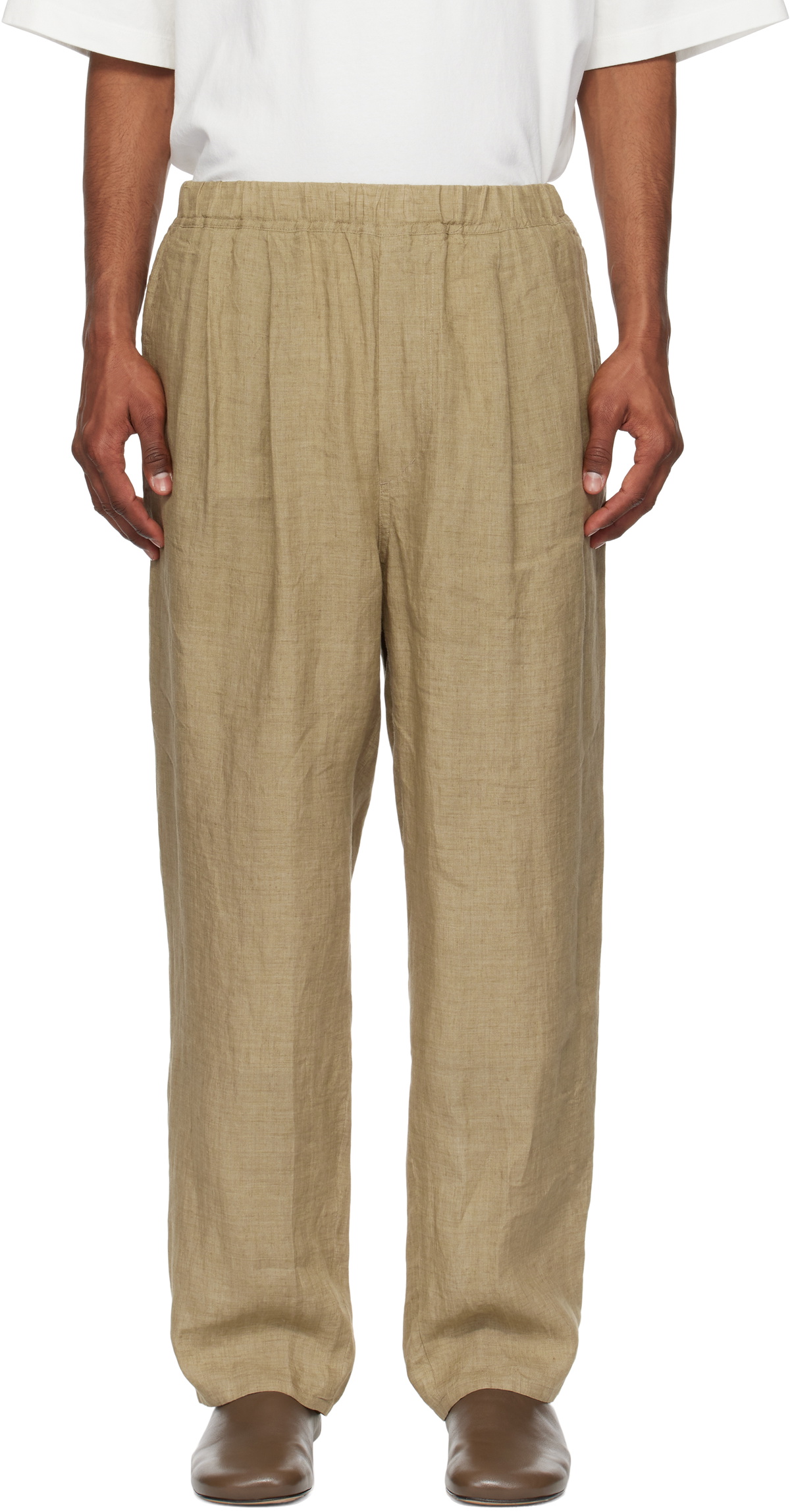 YLÈVE Off-White Viscose Cotton Painter Trousers YLÈVE