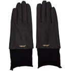Undercover Black Leather Logo Gloves