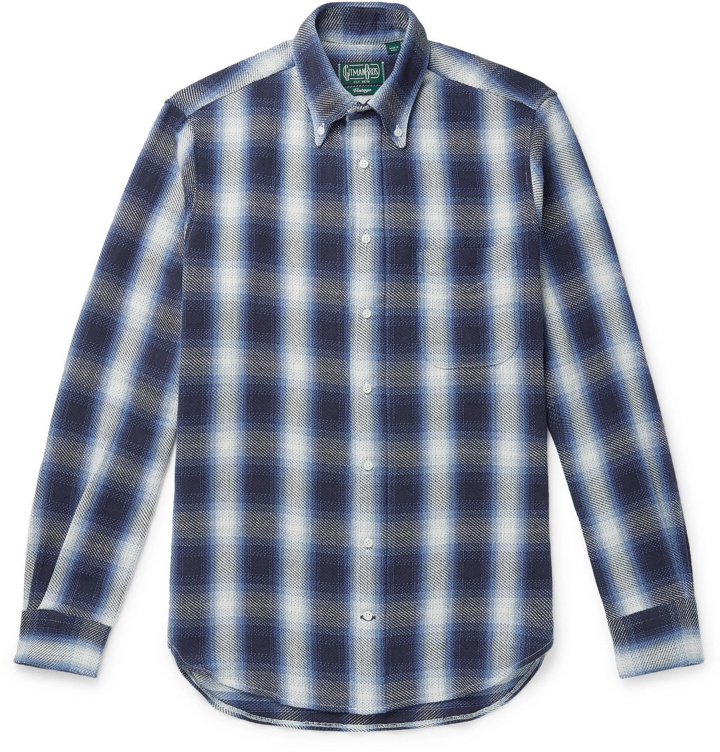 Photo: Gitman Vintage - Button-Down Collar Checked Cotton-Flannel Shirt - Blue