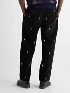 POP TRADING COMPANY - Miffy Pleated Logo-Embroidered Cotton-Corduroy Suit Trousers - Black