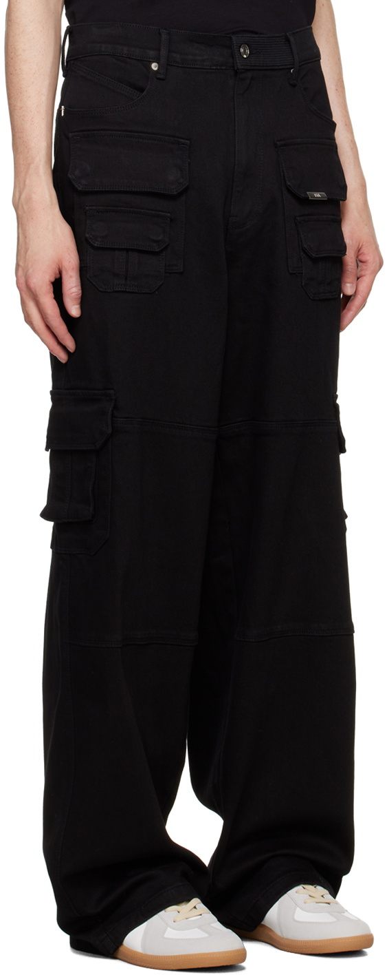 RTA Black Roman Denim Cargo Pants