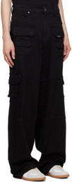 RTA Black Roman Denim Cargo Pants
