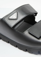 Prada Logo Plaque Leather Slides