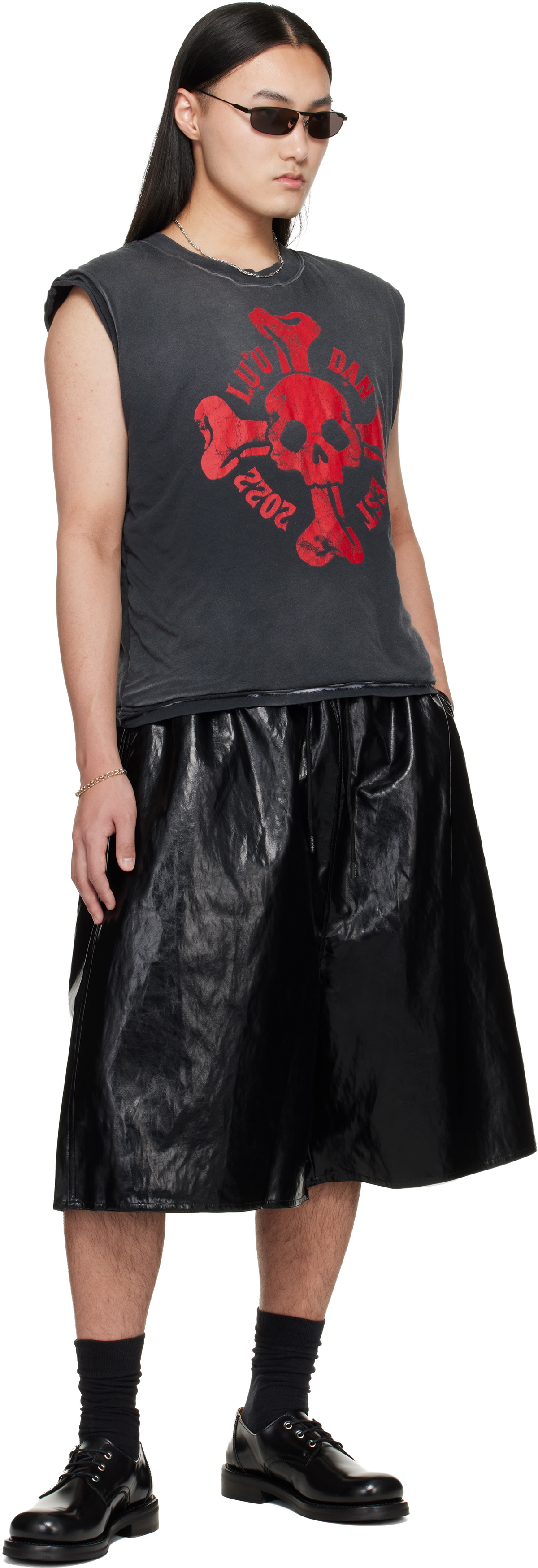 LU'U DAN Gray Wadded Sleeveless T-shirt