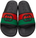 Gucci Black Interlocking G Slip-On Sandals