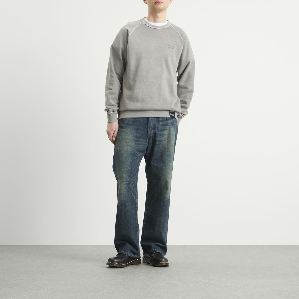 Neighborhood Men's Pigment Dyed Logo Sweatshirt in Gray