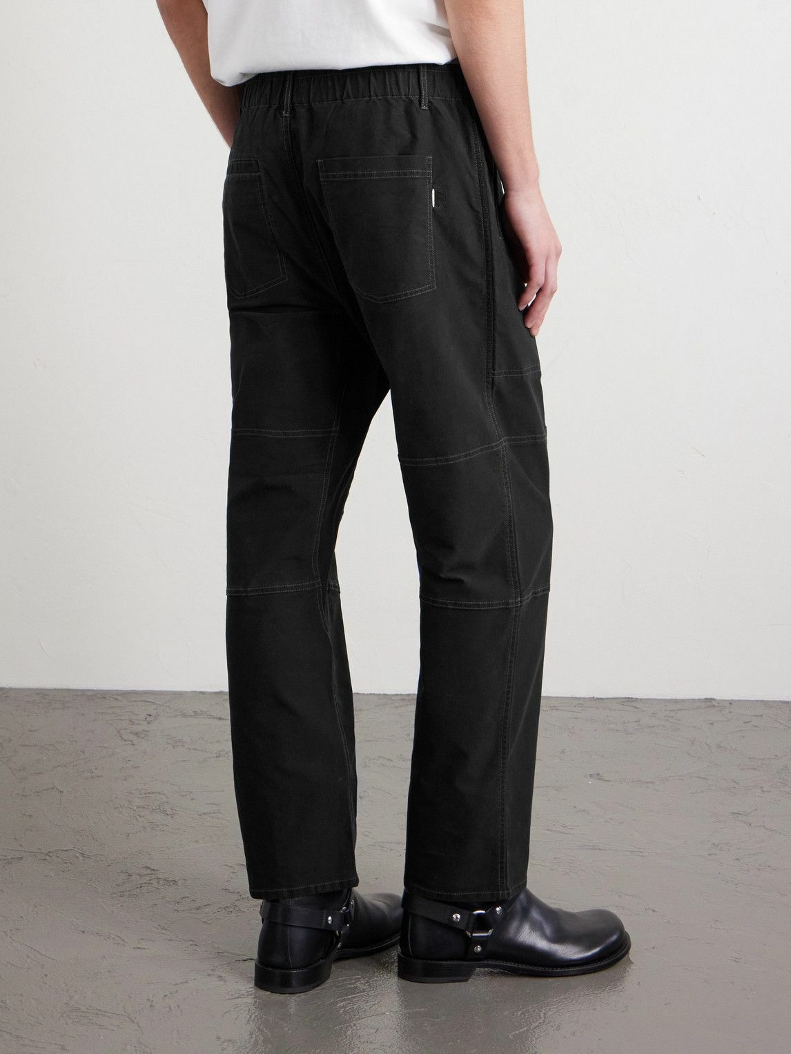 Folk - Assembly Straight-Leg Pleated Cotton-Blend Trousers - Black