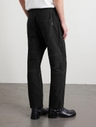 Folk - Assembly Straight-Leg Pleated Cotton-Blend Trousers - Black