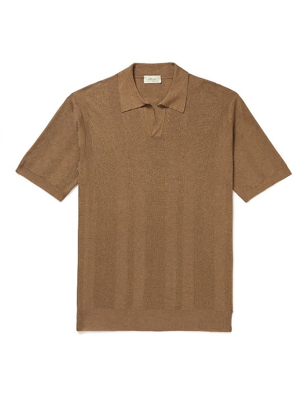 Photo: Altea - Embroidered Knitted Silk Polo Shirt - Brown