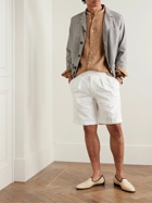 Rubinacci - Manny Straight-Leg Pleated Cotton Shorts - White