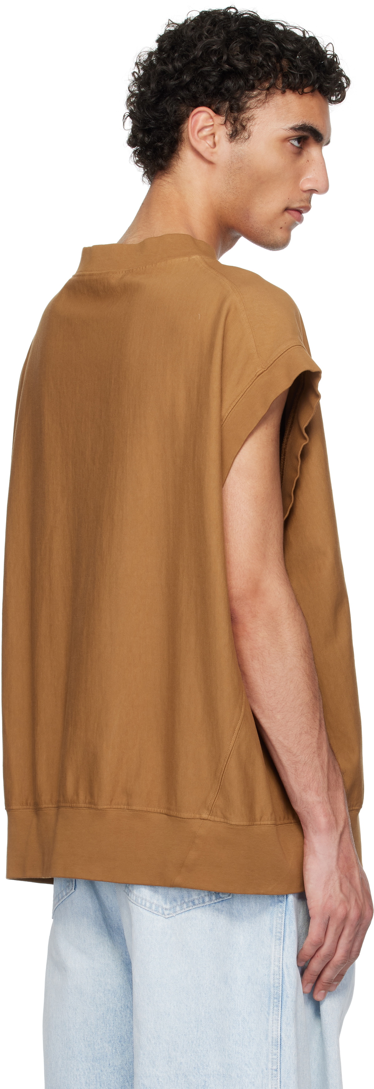Hed Mayner Tan Cap Sleeve Sweatshirt