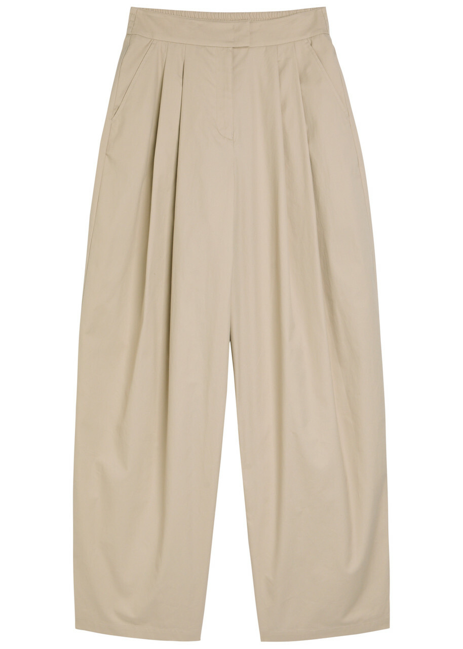 Emporio Armani Pleated Cotton-poplin Trousers Light Brown