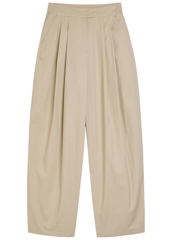 Photo: Emporio Armani Pleated Cotton-poplin Trousers Light Brown
