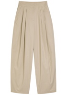 Emporio Armani Pleated Cotton-poplin Trousers Light Brown
