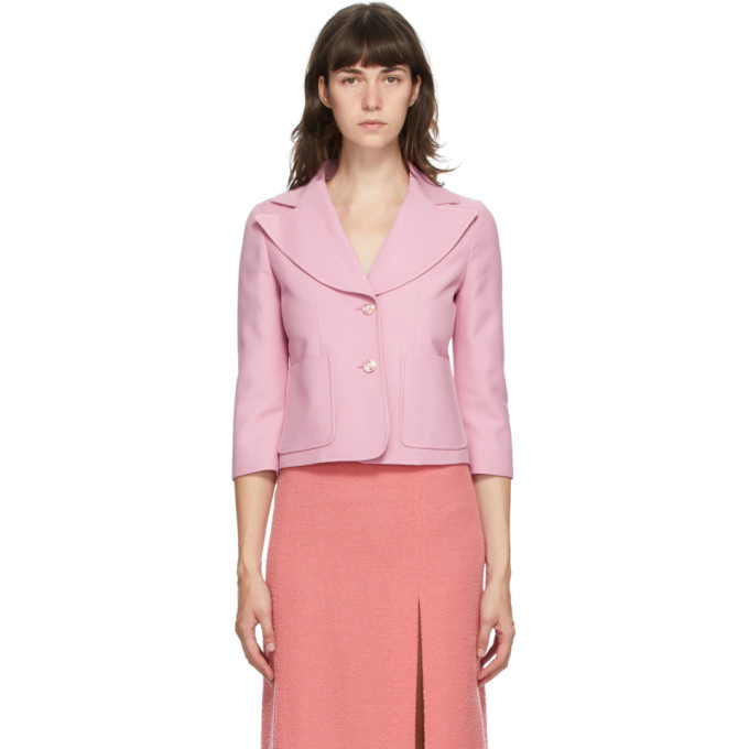 Gucci GG Pink Belted Wool And Silk-blend Cady Dress