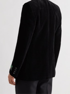 GUCCI - Logo-Appliquéd Cotton and Linen-Blend Velvet Blazer - Black
