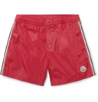 Moncler - Slim-Fit Mid-Length Logo-Appliquéd Swim Shorts - Red