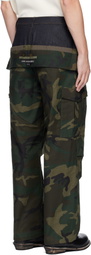 Andersson Bell Khaki Camo Double Waist Work Wide-Leg Trousers