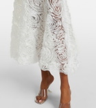 Self-Portrait Embellished lace-trimmed tulle midi dress