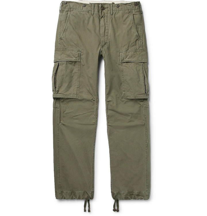 Photo: RRL - Slim-Fit Tapered Washed-Cotton Cargo Trousers - Green