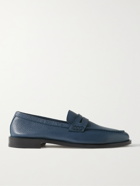 MANOLO BLAHNIK - Perry Full-Grain Leather Penny Loafers - Blue - UK 7