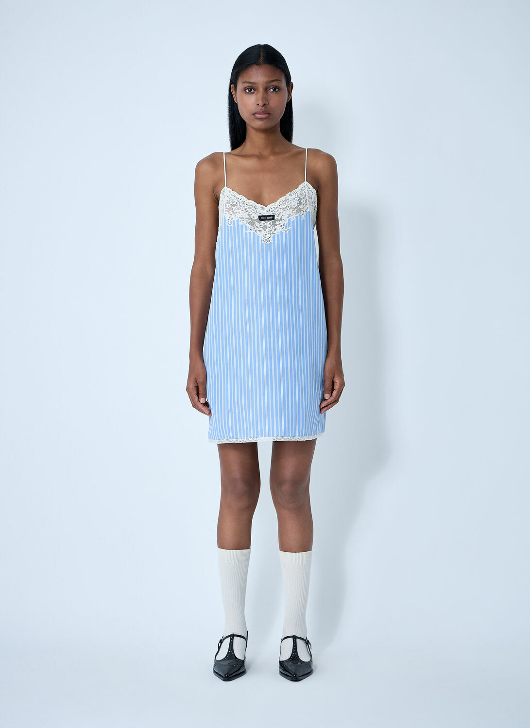 Miu Miu Striped Slip Mini Dress