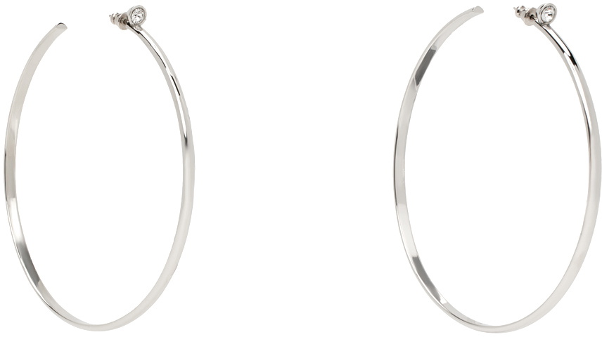 Amina Muaddi Silver Maya Hoop Large Earrings