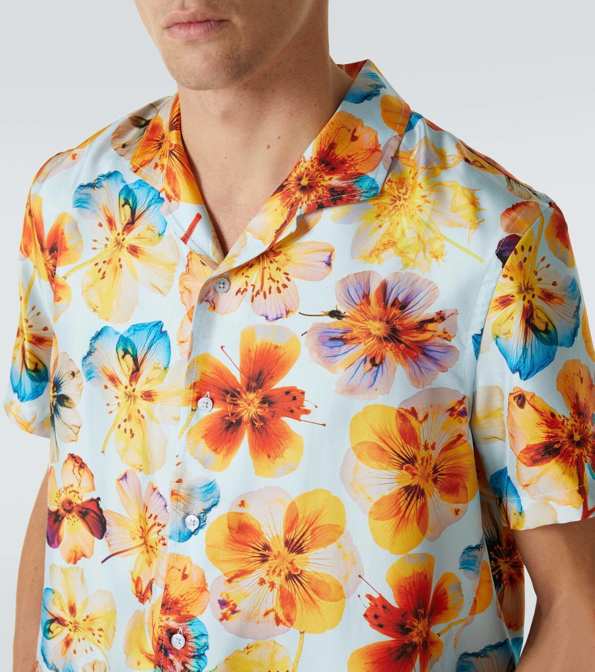 Orlebar Brown Hibbert floral silk bowling shirt