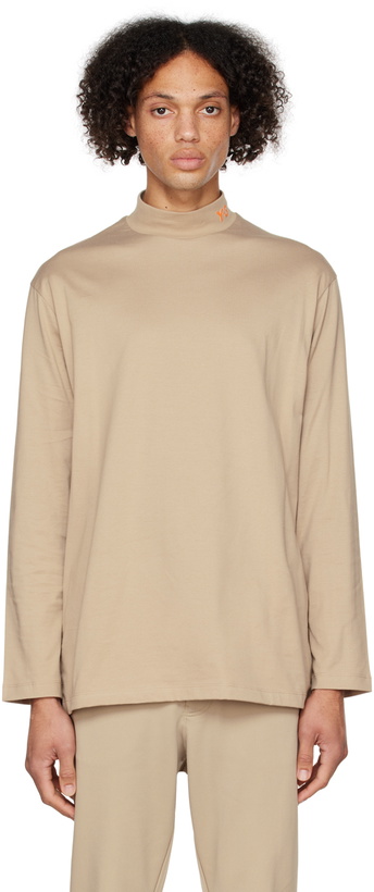 Photo: Y-3 Beige Mock Neck Turtleneck