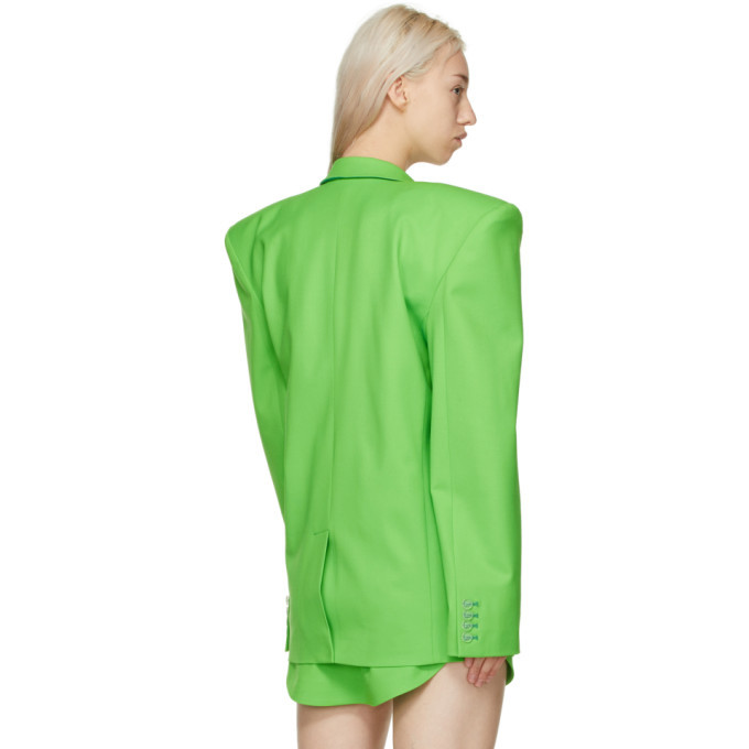 The Attico Green Exaggerated Shoulder Blazer The Elder Statesman