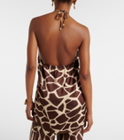 Faithfull Jensen animal-print halterneck satin top