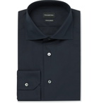 Ermenegildo Zegna - Navy Trofeo Slim-Fit Cutaway-Collar Cotton-Poplin Shirt - Navy