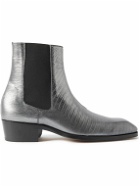 TOM FORD - Tejus Bailey Metallic Lizard-Effect Leather Chelsea Boots - Silver