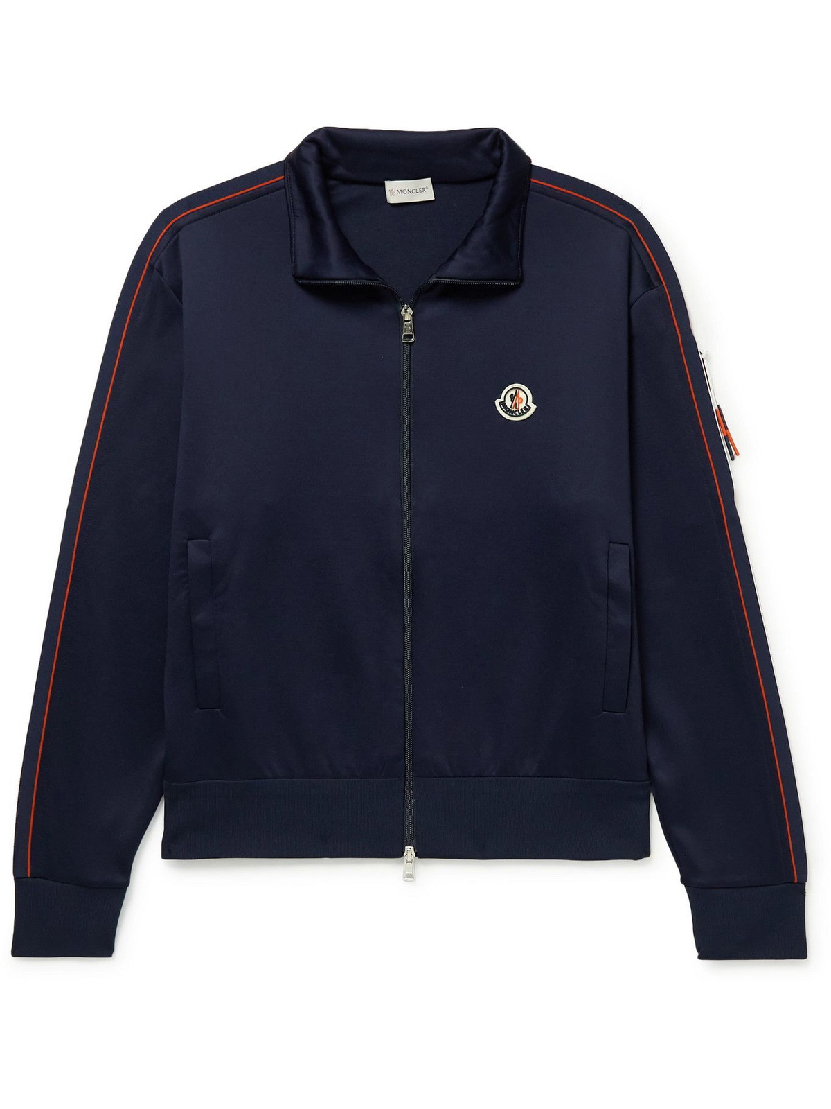 Moncler Logo Appliqued Tech Jersey Track Jacket Blue