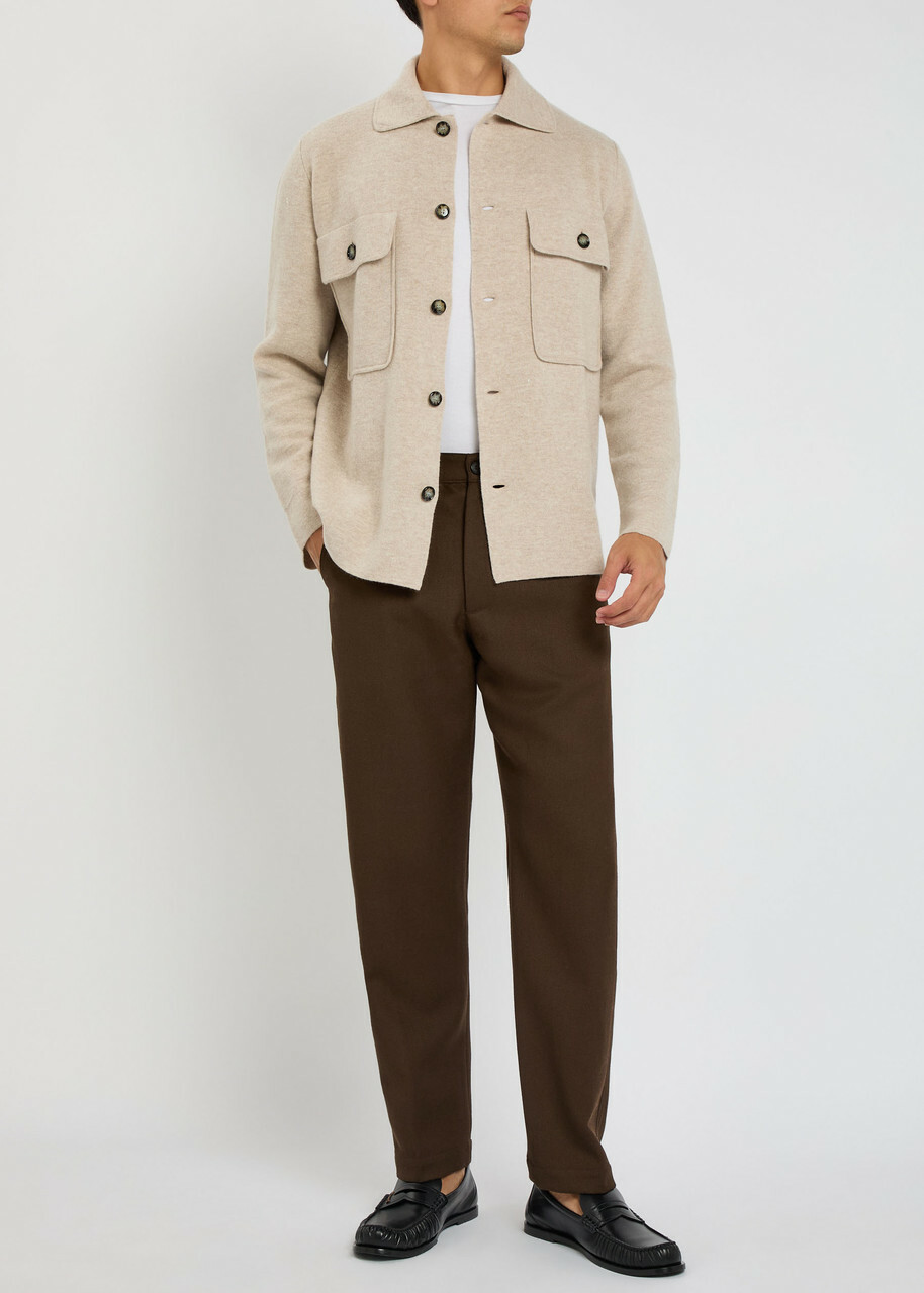Allude Wool-blend Overshirt Beige
