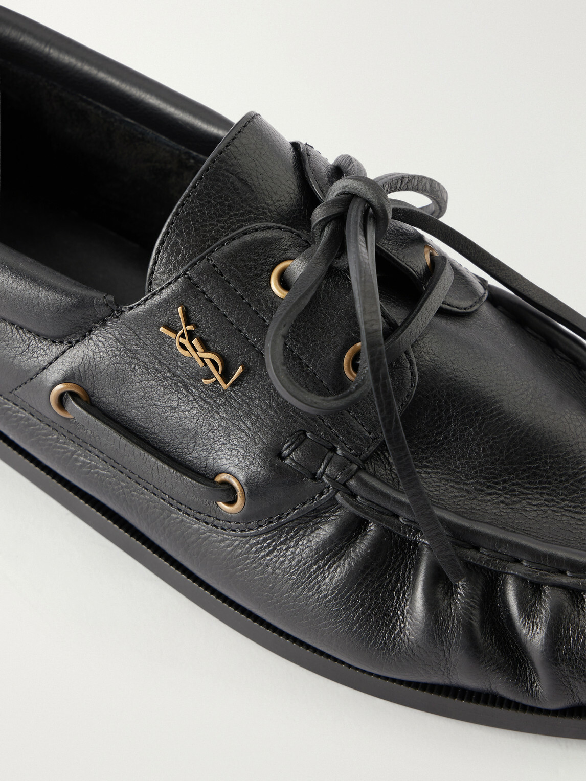 SAINT LAURENT - Le Loafer Monogram Logo-Appliquéd Leather Loafers - Black