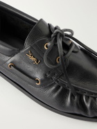 SAINT LAURENT - Le Loafer Monogram Logo-Appliquéd Leather Loafers - Black
