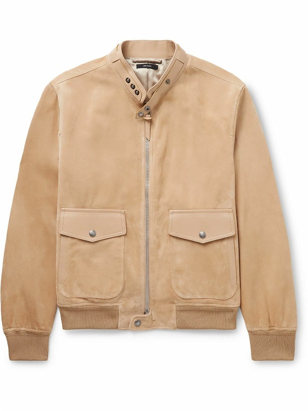 Photo: TOM FORD - Slim-Fit Leather-Trimmed Suede Bomber Jacket - Neutrals