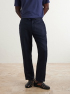 Frescobol Carioca - Mendes Straight-Leg Linen and Cotton-Blend Twill Drawstring Trousers - Blue