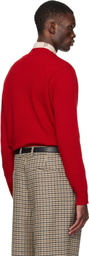 Valentino Red Wool 'Chez Valentino' Panther Embroidery Sweater
