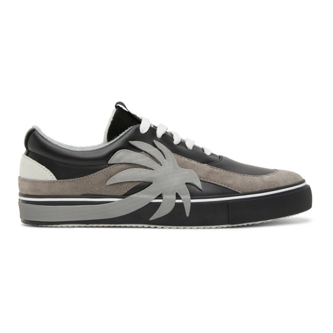 Photo: Palm Angels Black and Grey Palm Vulcanized Low Sneakers