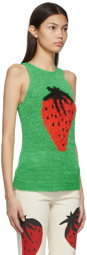 JW Anderson Green Knit Strawberry Tank Top