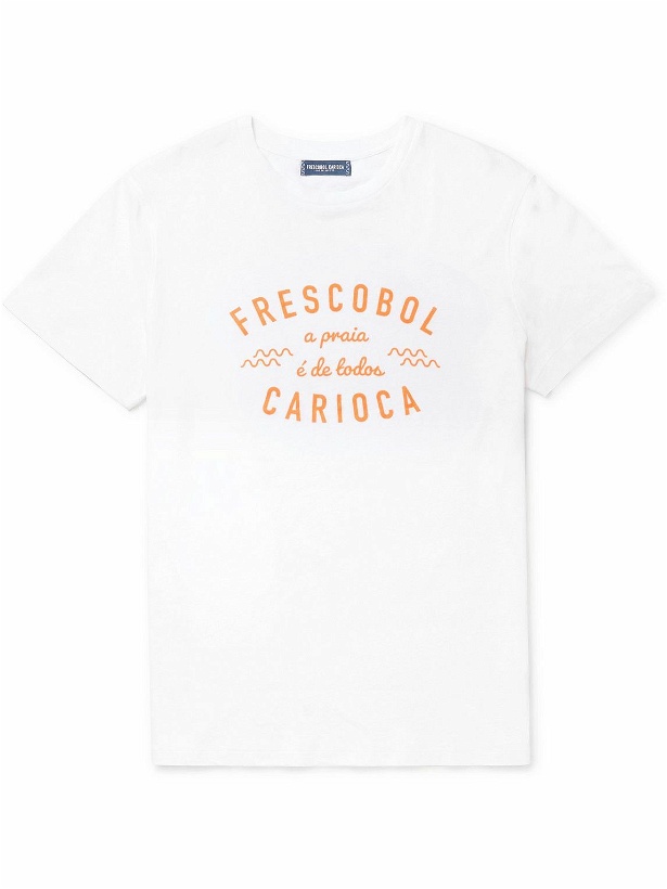 Photo: Frescobol Carioca - Slim-Fit Logo-Print Cotton and Linen-Blend Jersey T-Shirt - White