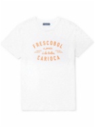 Frescobol Carioca - Slim-Fit Logo-Print Cotton and Linen-Blend Jersey T-Shirt - White